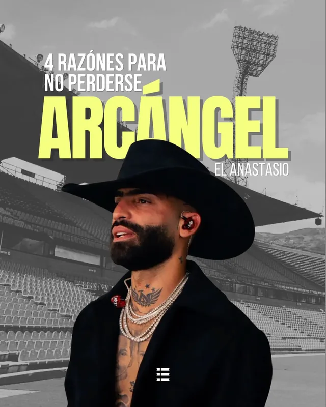 Portada del carrusel: «4 razones para no perderse Arcángel», con Arcángel de sombrero negro en un estadio.
